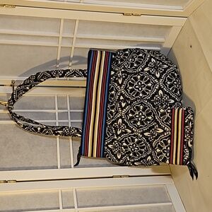 Vintage Vera Bradley Barcelona Black Hobo Bag with Matching Wallet